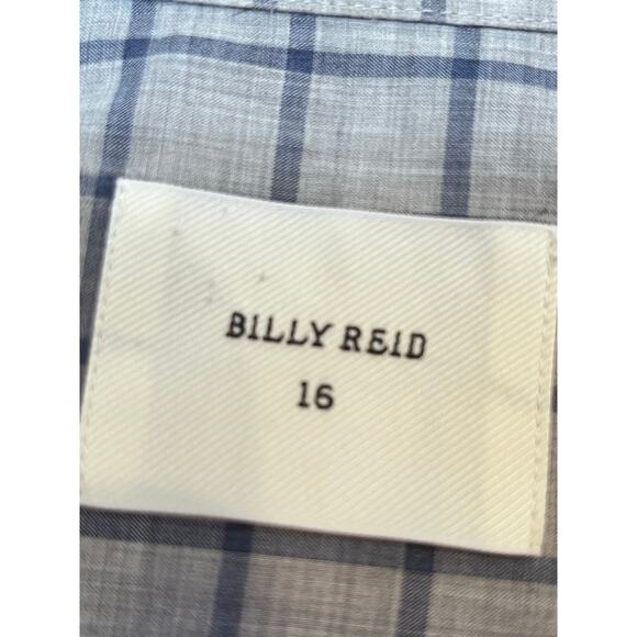 Billy Reid Men's Size 16 Gray Plaid Button Up Long Sleeve Collared Dress Shirt - Picture 2 of 6